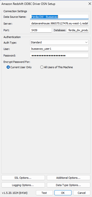 ODBC: Connection test succeeded message